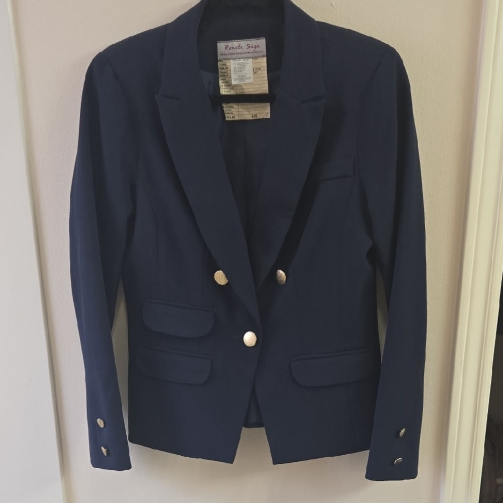 Classic Navy Blazer with Gold Accents